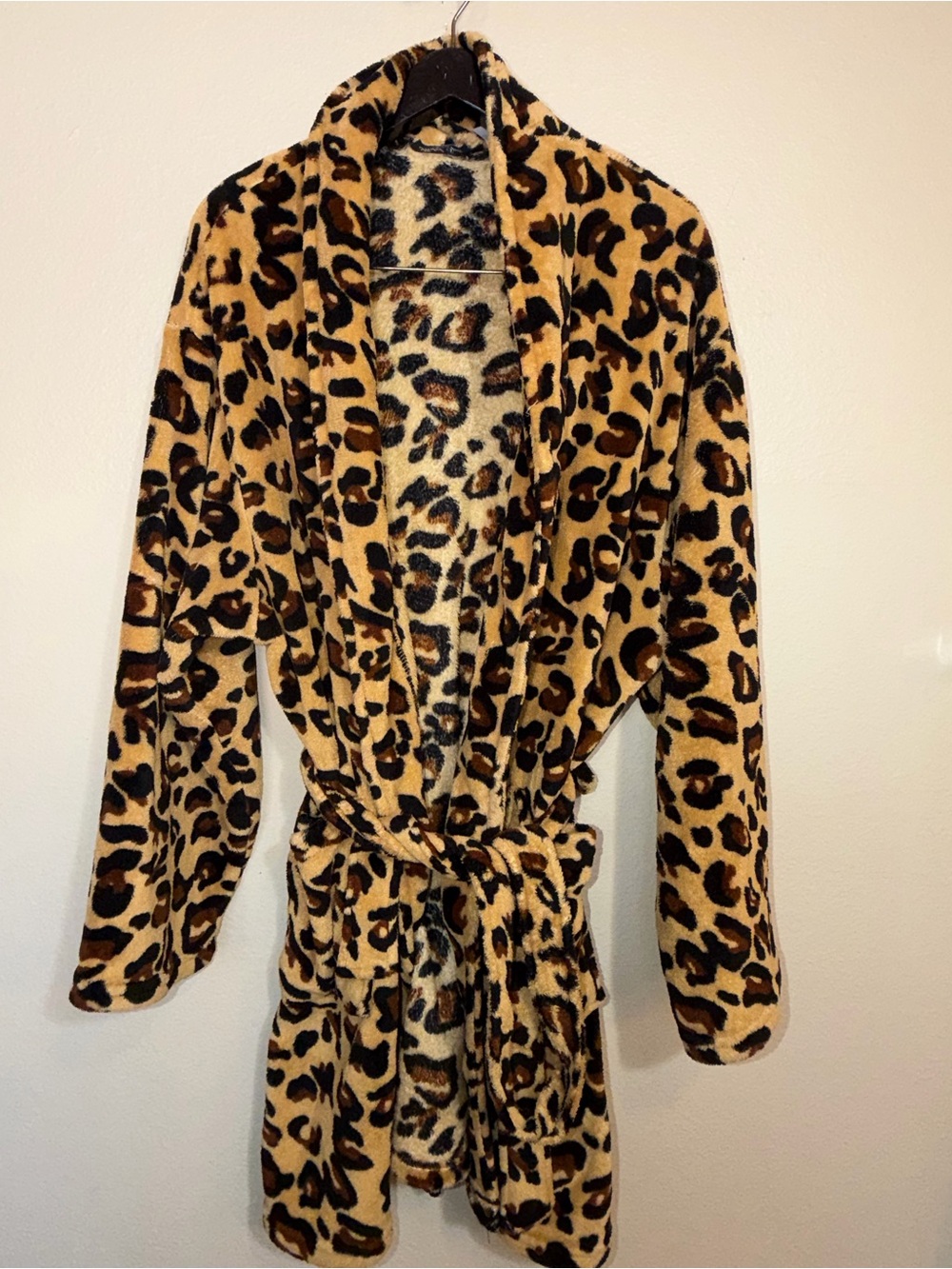 Hotel Spa Collection Leopard Print Fleece Plush Robe One Size